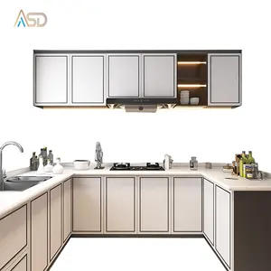 ASD Look White с золотом Bunnings автоматический открытый сухой шкаф из массива дерева Дуба кухонные шкафы