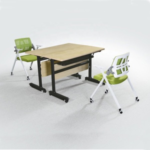 Bàn Bằng Gỗ Hiện Đại Khung Thép Mở rộng Có Thể Gập Lại Có Thể Điều Chỉnh Chiều Cao Đào Tạo Bảng Hình Chữ Nhật Thiết Kế Cho Nội Thất Văn Phòng Sử Dụng - Product Image 5