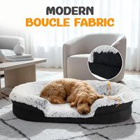 Lit pour chien amovible de luxe moderne avec canapé en peluche apaisant, support incurvé et mousse à mémoire de forme pour chiens de grande et très grande taille
