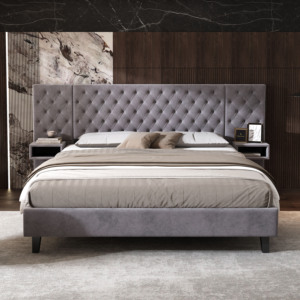Modern Luxury Tufted King Size Bed Adjustable Storage <b>Drawers</b> Bedroom Furniture <b>Bedding</b> Set Living Room Wooden Bed Frame Queen - Product Image 4