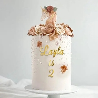 Décorations de gâteau en acrylique doré Hstyle, lettres majuscules, personnalisables, avec un ensemble de lettres de A à Z pour gâteau de mariage personnalisé