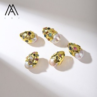 Perle naturelle baroque, tourmaline multicolore, pierre brute, perle en or fondu à 2 trous pour la fabrication de bijoux DIY