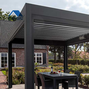 WeiJia Modern <strong>Design</strong> Aluminum Pergola Garden Windproof <strong>Canopy</strong> with Side Screens and LED Light Powder Coated Frame - Product Image 5