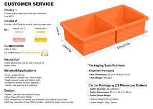 Custom Container Food <b>Storage</b> 2 Cup Ice Cream Maker Tray Freezer Ice Cube Silicone Food Freezer Tray Mold with Lid - Product Image 6
