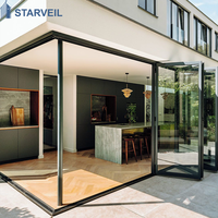 Porte coulissante de terrasse en aluminium à double vitrage, design pour balcon extérieur sur toit, système d'étanchéité résistant aux intempéries