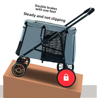 Chariot de randonnée pliable pour animaux de compagnie (chiens et chats) en acier et tissu Oxford – Idéal pour les voyages en extérieur