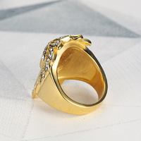 JZ041 Nouveau Hip-Hop Européen Américain Chef Indien Bague Homme Acier Titane Acier Inoxydable Plaqué Or