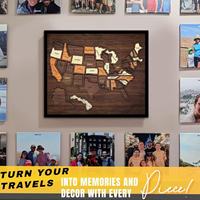 Mapa de Viaje de EE. UU., 30.48 x 25.40 cm, Rompecabezas de Madera con Mapa de EE. UU., Ideal como Regalo para Parejas y Familias