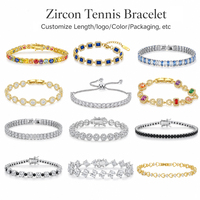 Bracelet de luxe en laiton plaqué or 18 carats avec chaîne cubaine épaisse et breloque en zircon pour femmes