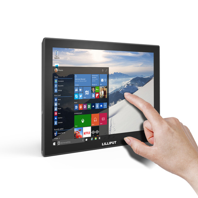 12 Inch HDMI VGA Input Industrial Monitor High Brightness Capacitive Touch Filed Panel with VESA Folding Bracket