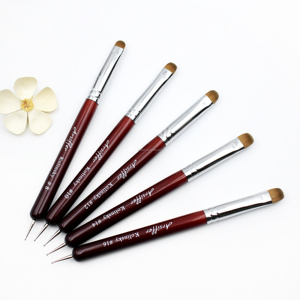 แปรงแต่งเล็บทรงรี ขนโคลินสกี้/ไนลอน คุณภาพพรีเมียม ด้ามไม้สีแดง ลดราคาพิเศษ # 8- # 16 แบบเล็บสวยหรู - Product Image 3