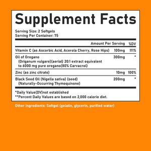 Cápsulas Blandas de Aceite de Orégano Altamente Efectivas, Contienen Aceite de Semilla Negra con Vitamina C y Antioxidantes - Product Image 2
