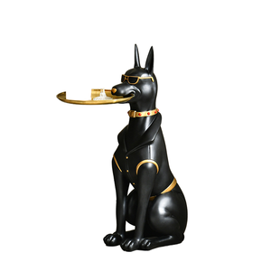 Bandeja Grande Creativa para Perro <span class=keywords><strong>Doberman</strong></span>, Estatua Pintada Artesanal de Resina, Estatuilla para Sala de Estar, Decoración del Hogar, Música de Anime, Globo de Nieve - Product Image 1