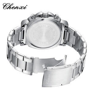 Montre CHENXI 9542 en <span class=keywords><strong>acier</strong></span> inoxydable, montres à quartz multifonctions pour hommes, montres-bracelets argentées et noires tendance, calendrier d'affaires, <span class=keywords><strong>horloge</strong></span> - Product Image 6