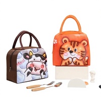 Nouveau sac à lunch en tissu Oxford à motif de dessin animé 3D, boîte à bento de grande capacité, fourre-tout isolé avec feuille d'aluminium KT02