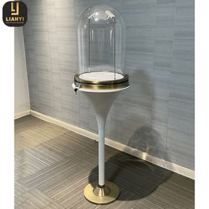 Escaparate de joyería tipo cuerno blanco con cubierta de vidrio a prueba de polvo para exhibición de gabinete de reloj de tienda minorista - Product Image 3