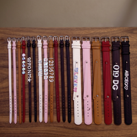 Bandana/Nœud pour chien personnalisé avec lettres en strass, accessoire pour animal de compagnie en cuir réglable, style élégant, toutes saisons, toutes occasions