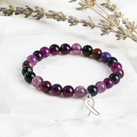 Bracelet en perles d'agate avec logo classique de la Journée mondiale contre le SIDA, style mode transfrontalier Europe-Amérique
