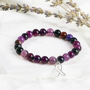 Pulsera de Cuentas de Ágata con Logotipo del Día Mundial contra el SIDA, Diseño Clásico de Moda Europea y Americana - Product Image 6
