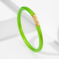 Nouvelle Tendance 2026 : Bracelet en Silicone Coloré Effet Gelée, Luxe, Alliage Plaqué, Incrustation de Cristaux, Style Ethnique, Bijou Tendance pour Femme