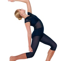Combinaison de danse lyrique MiDee pour femmes adultes avec manches courtes, soutien-gorge intégré et culotte pour les spectacles sur scène
