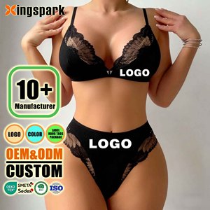 Set Lingerie Donna 2 Pezzi in Pizzo Floreale Metallizzato Personalizzato con Sostegno Senza Ferretto e Slip, Taglie Forti 3XL - Product Image 1
