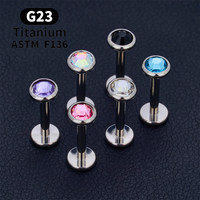 도매 10PCS ASTM F136 티타늄 Labret 코 스터드 귀 트라거스 연골 나선 소라 16G CZ 푸시 핀 바디 피어싱 쥬얼리