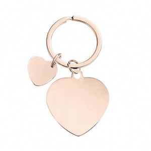 Promotion Heart Metal Key Chain Engrave Logo Personalize Blank Stainless Steel Keychains for DIY <b>Custom</b> Logo Couple Name QR Code - Product Image 1