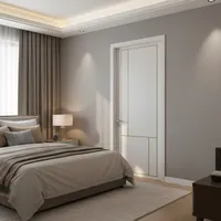 Porte intérieure moderne de luxe en bois massif, à ouverture vers l'intérieur ou vers l'extérieur, avec poignée personnalisée pour villa et appartement