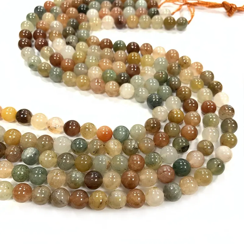 Perles en vrac de 10mm de pierres précieuses naturelles de fabricant en gros mélangent des perles de pierre de quartz rutile