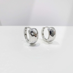 custom plata 925 sterling <b>silver</b> Geometric <b>Hoop</b> Earring chunky polish simple rhodium plated everyday wear hiphop korean earrings - Product Image 2
