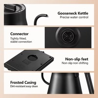 Bouilloire Électrique Intelligente à Col de Cygne 1000W avec Contrôle de Température pour Café et Thé, en Acier Inoxydable, pour Usage Domestique