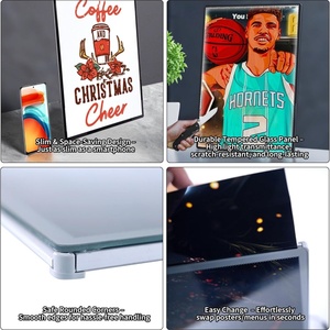 Ultra-Thin Aluminum Tempered Glass Backlit Black Silver Custom LED Menu Poster Advertising Light <b>Box</b> for Restaurants Cafes - Product Image 6