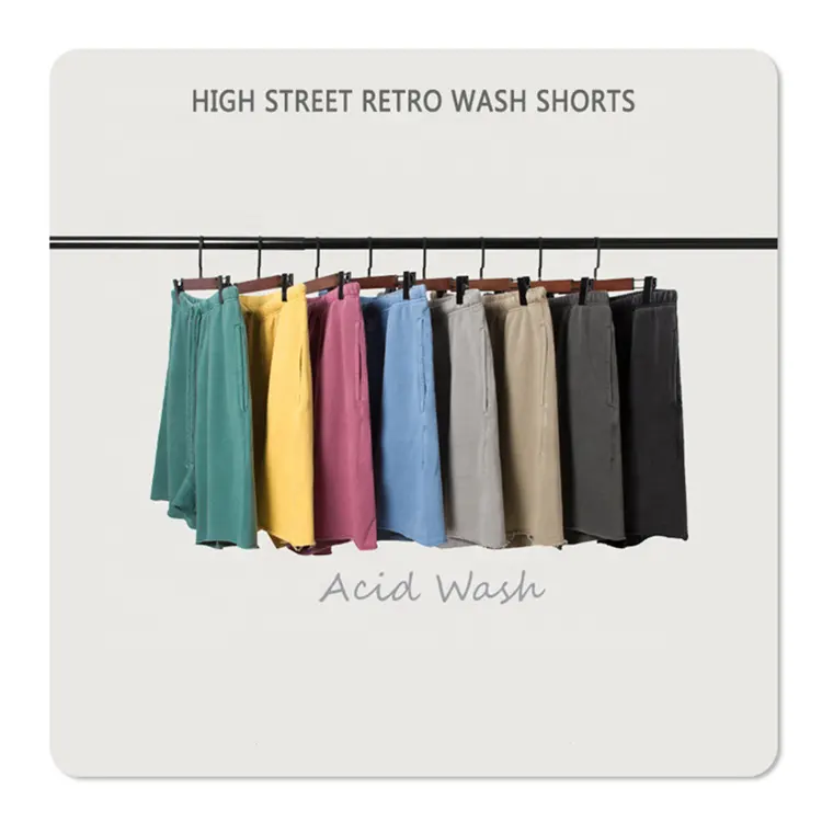 High Street Hip Hop Fashion Boys Streetwear Casual Workout Acid Wash 8 Color 100 Cotton Tassel Men Shorts