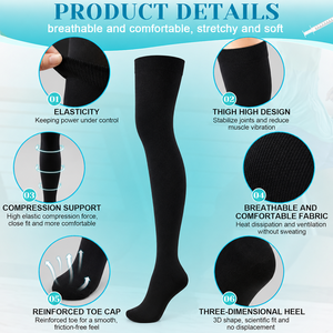 Chaussettes de compression personnalisées avec logo pour infirmières, hautes jusqu'aux cuisses, au-dessus du genou, pour femmes et hommes, en nylon et élasthanne, vente en gros OEM, lot en vrac - Product Image 3
