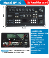 HY-10 TPA3116D2 12V Papan Amplifier Daya 5.0 Dual MIC Karaoke Audio Amp 50WX2 USB TF Card AUX Input untuk Kabinet Speaker