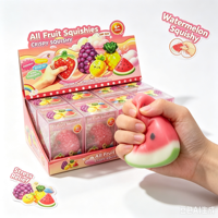 Jouet anti-stress souple et croustillant en forme de pastèque, simulation de fruit, jouet de décompression pour enfants