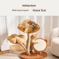 Structure d'escalade et arbre à chat en bois massif, poteau à gratter peu encombrant et lit pour chat pour petits appartements (Modèle 2628)