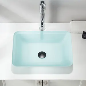 Certification CUPC Macaron vert clair verre trempé cuve autoportante lavabo lavabo évier