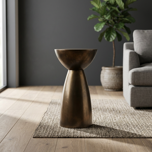 Midcentury Modern Metal <b>Side</b> <b>Table</b> Bronze Hourglass End <b>Table</b> for Living Room <b>Bedroom</b> - Product Image 3