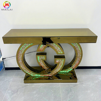 Table console rectangulaire de haute qualité avec miroir, style moderne doré pour la maison, l'hôtel, les mariages et les événements
