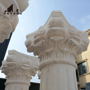 QUYANG, decoración de construcción al aire libre, piedra Natural Beige, Pilar romano griego, diseño de mármol, columna corintia para casa - Product Image 4