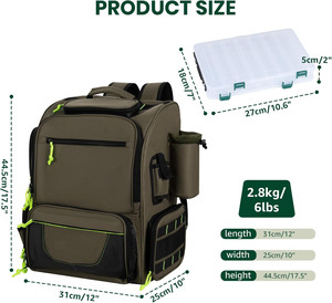 กล่องใส่เครื่องมือตกปลาแบบนุ่ม ขนาด 20L-30L  วัสดุโพลีเอสเตอร์  แบบสะพายหลัง  พร้อมช่องเก็บเหยื่อแบบถอดได้ และที่เก็บคันเบ็ด  ตัวอย่างสินค้าฟรีจากโรงงาน - Product Image 4