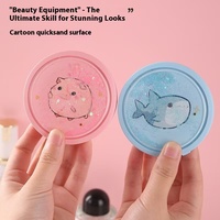 Miroir de poche double face à LED Quicksand de dessin animé tricolore Miroir de maquillage rechargeable USB portable