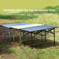 Table de camping et de pique-nique pliable en alliage d'aluminium, réglable en hauteur, portable pour l'extérieur