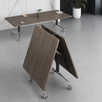 Table de conférence pliante à coins arrondis en bambou, moderne, minimaliste, multifonctionnelle, extensible, bureau télescopique pour 10 personnes