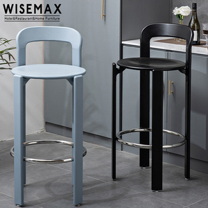WISEMAX FURNITURE Modern Living Room Furniture High bar Stool <strong>Black</strong> Wood Frame Restaurant bar <strong>Chair</strong> Without <strong>Arm</strong> - Product Image 5