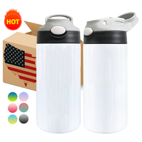 USA RTS 12oz 20oz Enfants Bébé Enfants Maigre Droite Voyage Bouteille D'eau Blancs Sublimation Enfants Gobelet Bouteille D'eau Potable