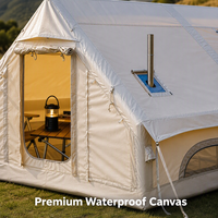 Tente de camping gonflable massive de 12 m² - Tente familiale imperméable 4 saisons de 3000 mm pour activités de plein air