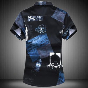 Chemises pour hommes taille 5XL 6XL 7XL, chemises habillées décontractées d'été à manches courtes avec impression numérique pour hommes, col rabattu, coupe ajustée - Product Image 4